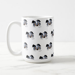 Shetland Sheepdog Blue Merle Tri Peeking Cartoon Coffee Mug