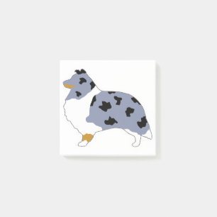 shetland sheepdog blue merle white and tan silo.pn post-it notes