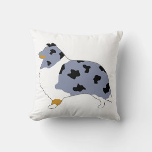 shetland sheepdog blue merle white and tan silo.pn throw pillow
