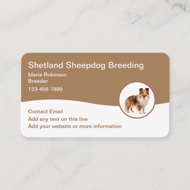 Shetland Sheepdog Breeder Cartes de visite moderne (Devant)