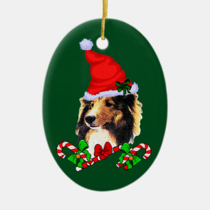 Shetland Sheepdog Christmas Ceramic Ornament