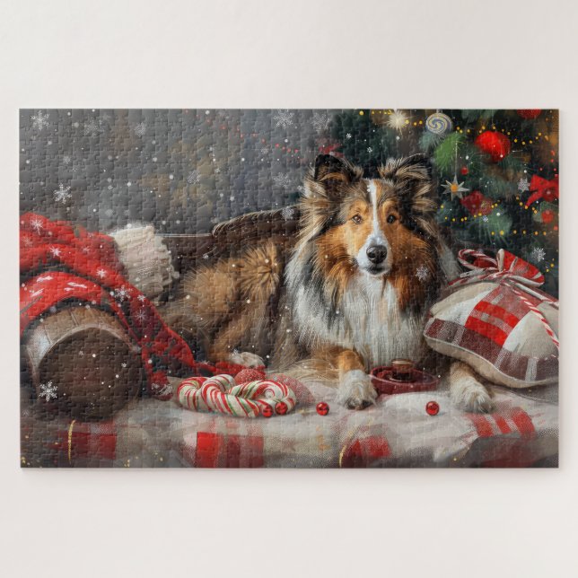 Shetland Sheepdog Christmas Festive Jigsaw Puzzle (Horizontal)