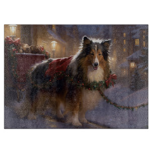 Shetland Sheepdog Christmas Festive Season  Cutting Board