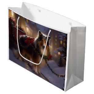 Shetland Sheepdog Christmas Festive Season  Large Gift Bag