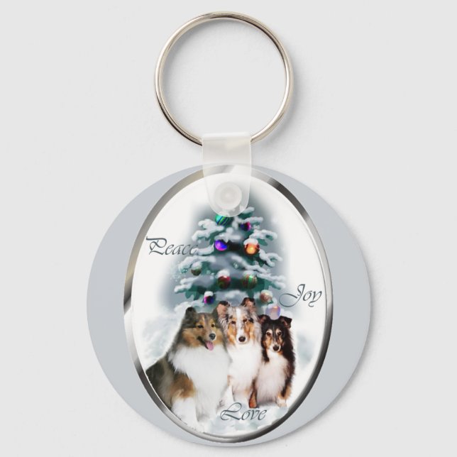 Shetland Sheepdog Christmas Gifts Keychain (Front)
