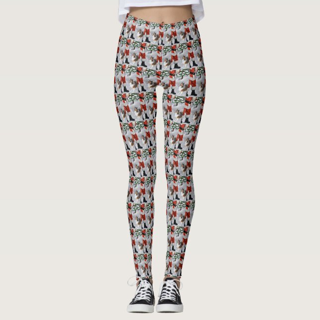 Shetland Sheepdog Christmas Leggings (Front)
