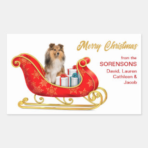Shetland Sheepdog Christmas Sleigh Sticker