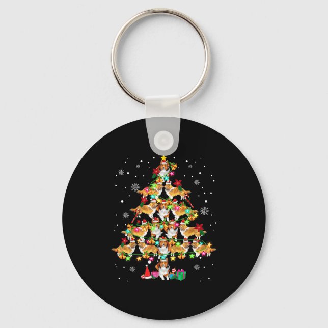 Shetland Sheepdog Christmas Tree Funny Sheltie Chr Keychain (Front)