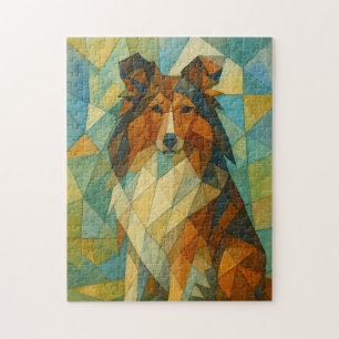 Shetland Sheepdog Cubist Sitting Jigsaw Puzzle