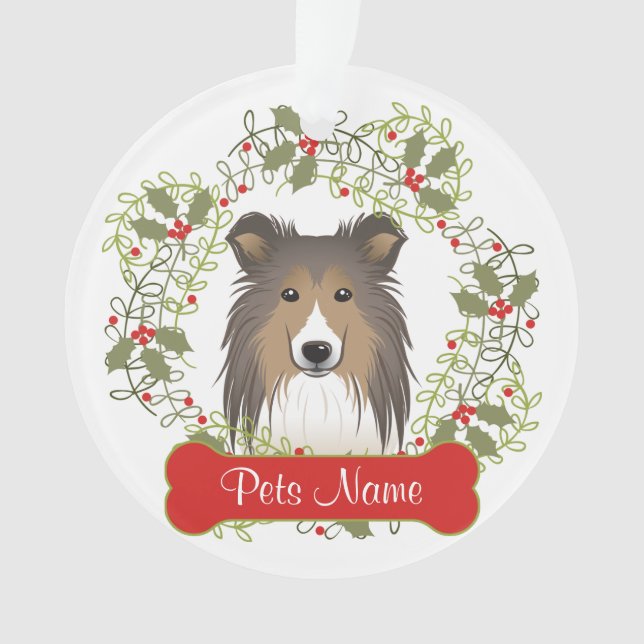 Shetland Sheepdog Customizable Ornament (Front)