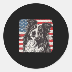 Shetland Sheepdog Dog American Patriot Tee Indepen Classic Round Sticker