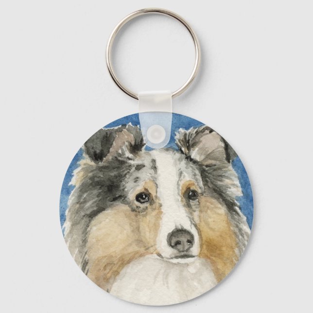 "Shetland Sheepdog" Dog Art Keychain (Front)
