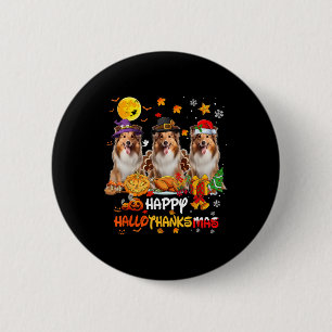 Shetland Sheepdog Dog Happy Halloween Thanksgiving 2 Inch Round Button