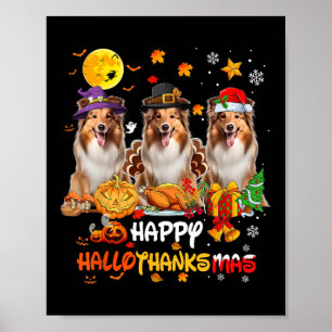 Shetland Sheepdog Dog Happy Halloween Thanksgiving Poster