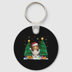 Shetland Sheepdog Dog Lover Santa Hat Ugly Christm Keychain