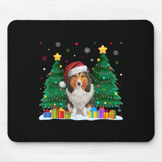 Shetland Sheepdog Dog Lover Santa Hat Ugly Christm Mouse Pad (Front)