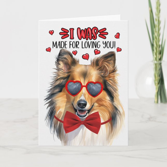 Shetland Sheepdog Dog Loving You Valentine Holiday Card (Front)