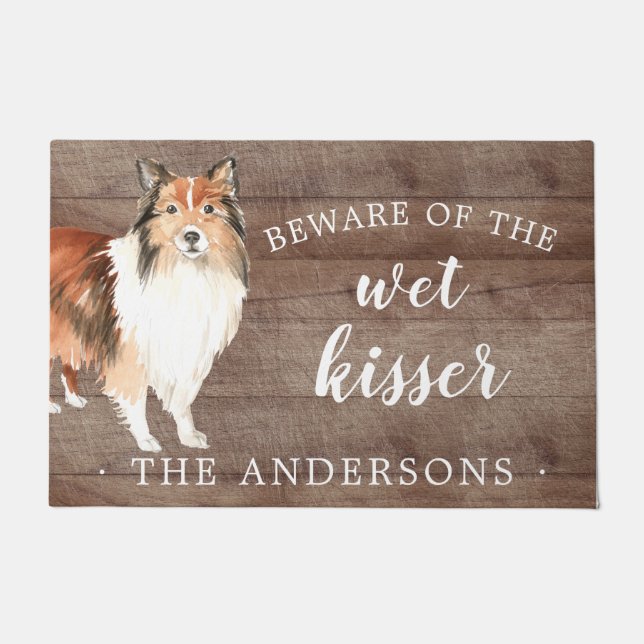 Shetland Sheepdog Dog Personalized Door Mat (Front)