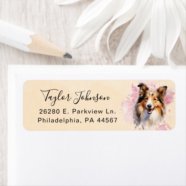 Shetland Sheepdog Dog Return Address Label (Insitu)