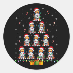 Shetland Sheepdog Dog Santa Hat Xmas Lights Christ Classic Round Sticker