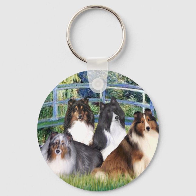 Shetland Sheepdog (four) - Bridge Keychain (Front)