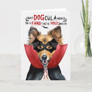 Shetland Sheepdog Funny Count DOGcula Halloween Holiday Card
