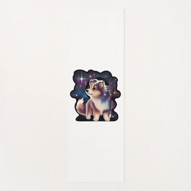 Shetland sheepdog galaxy yoga mat (Front)