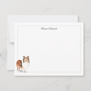 Shetland Sheepdog Gray Border Personalized Card