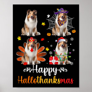 Shetland Sheepdog Halloween Christmas Happy Hallot Poster