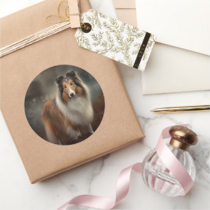 Shetland Sheepdog Halloween Scary Classic Round Sticker