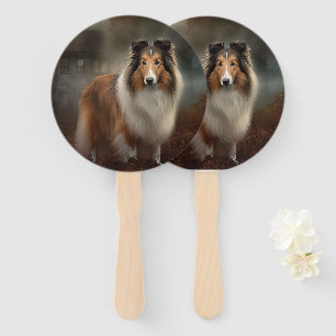 Shetland Sheepdog Halloween Scary Hand Fan