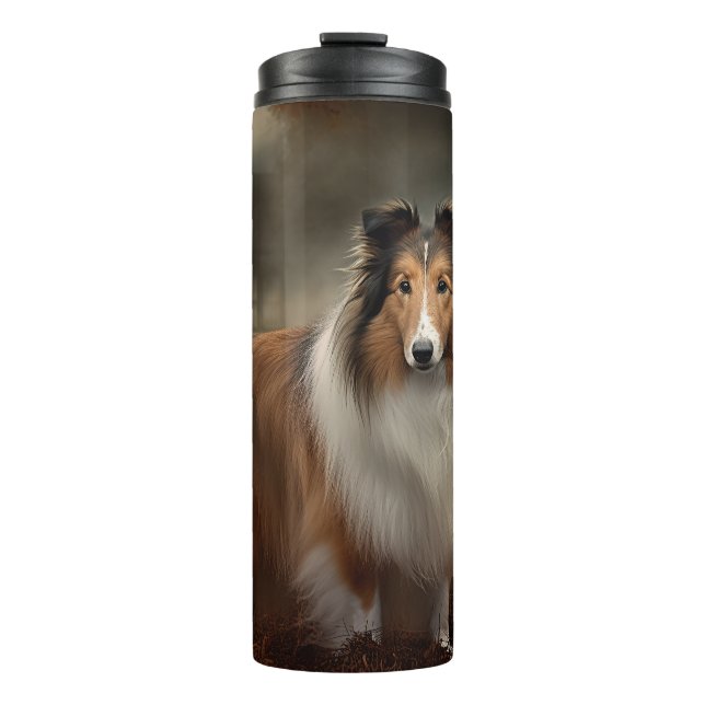 Shetland Sheepdog Halloween Scary Thermal Tumbler (Front)