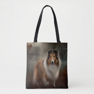 Shetland Sheepdog Halloween Scary Tote Bag