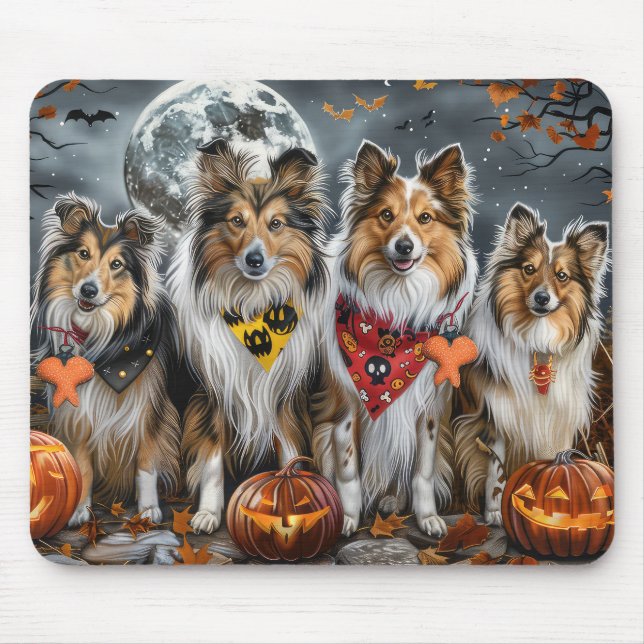 Shetland Sheepdog Halloween Spooky  Mouse Pad (Front)