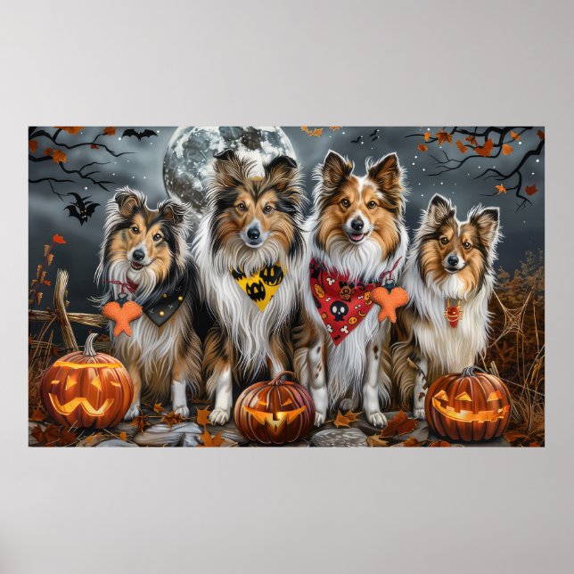 Shetland Sheepdog Halloween Spooky  Poster (Front)