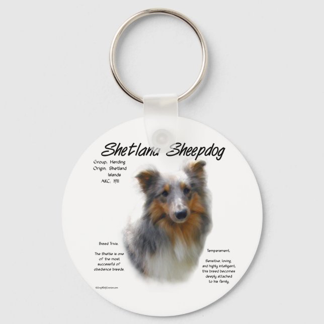 Shetland Sheepdog History Design Keychain (Front)