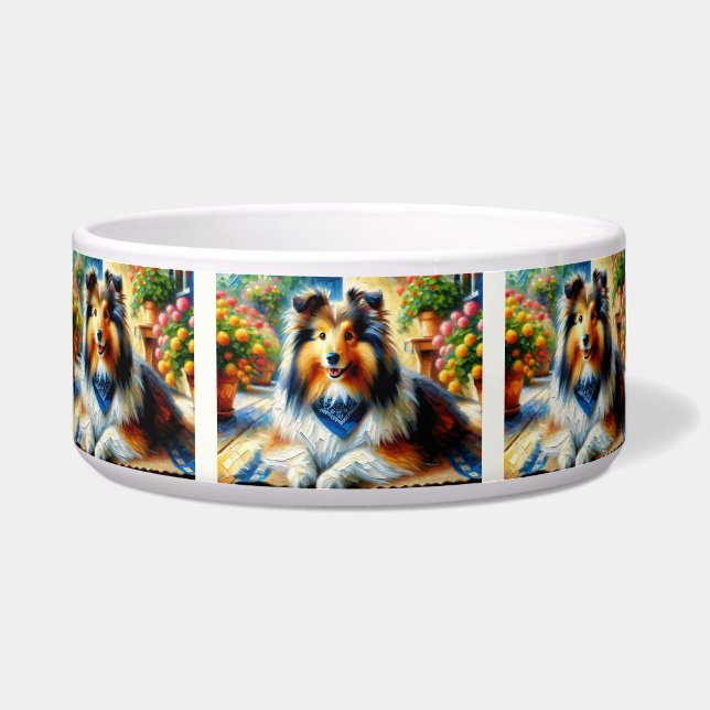 Shetland Sheepdog in Cottage Garden Scene (Front)