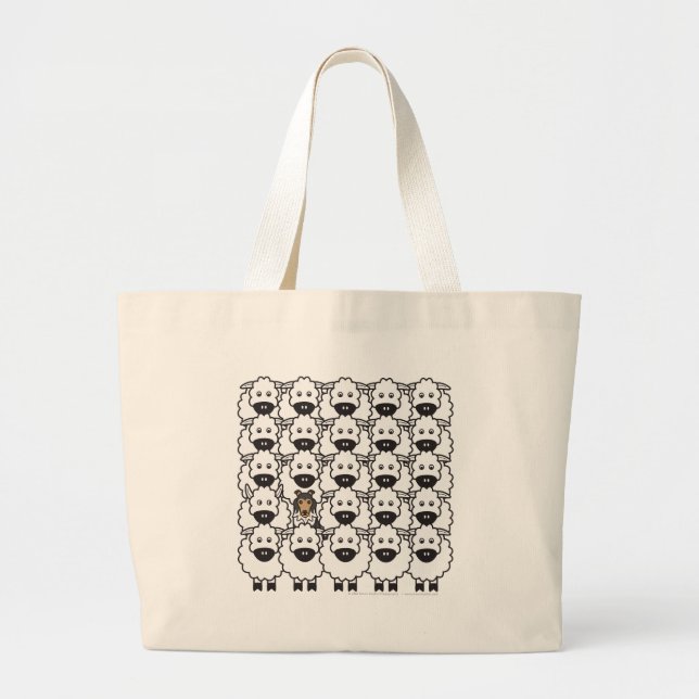 Shetland Sheepdog in the Sheep Large Tote Bag (Front)