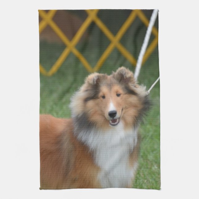 Shetland Sheepdog Kitchen Towel (Vertical)