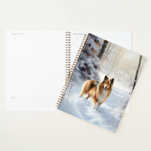 Shetland Sheepdog Laissez Tomber la Neige Noël (Devant avec enveloppe)