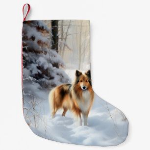 Shetland Sheepdog Let It Snow Christmas Small Christmas Stocking