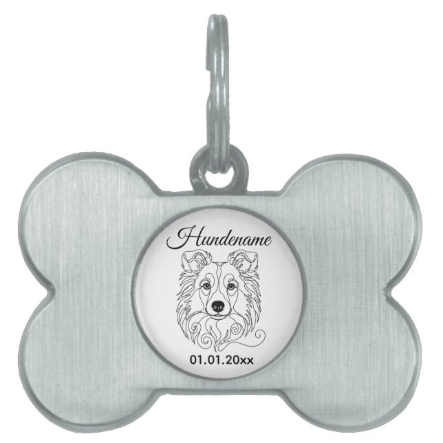 Shetland Sheepdog Line Art Personalized Tag (Front)