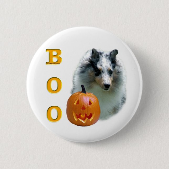 Shetland Sheepdog (merle) Boo 2 Inch Round Button (Front)