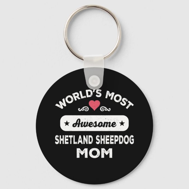 Shetland Sheepdog Mom Keychain (Front)