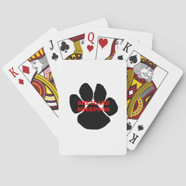 Shetland Sheepdog Name Paw Playing Cards (Back)