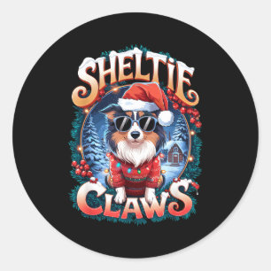 Shetland Sheepdog Owner Costume Sheltie Claws Chri Classic Round Sticker
