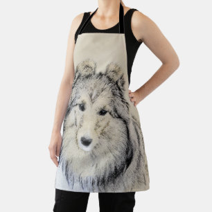 Shetland Sheepdog Painting - Cute Original Dog Art Apron