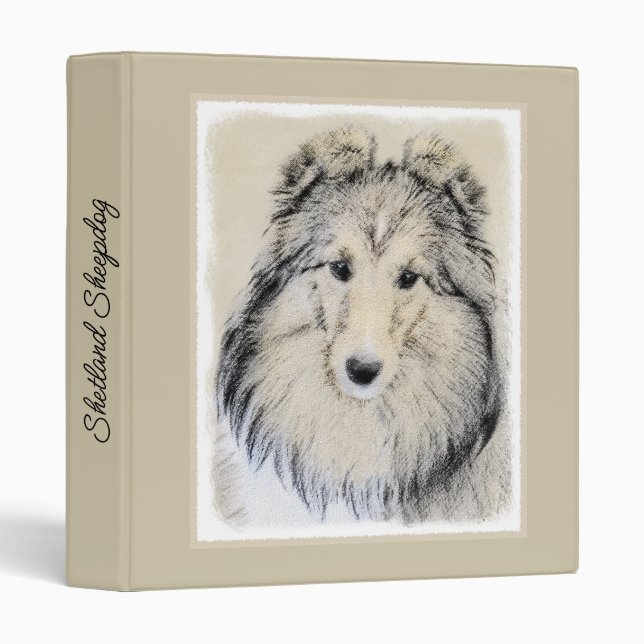 Shetland Sheepdog Painting - Cute Original Dog Art Binder (Front/Spine)