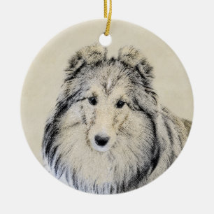 Shetland Sheepdog Painting - Cute Original Dog Art Ceramic Ornament