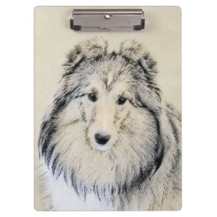 Shetland Sheepdog Painting - Cute Original Dog Art Clipboard